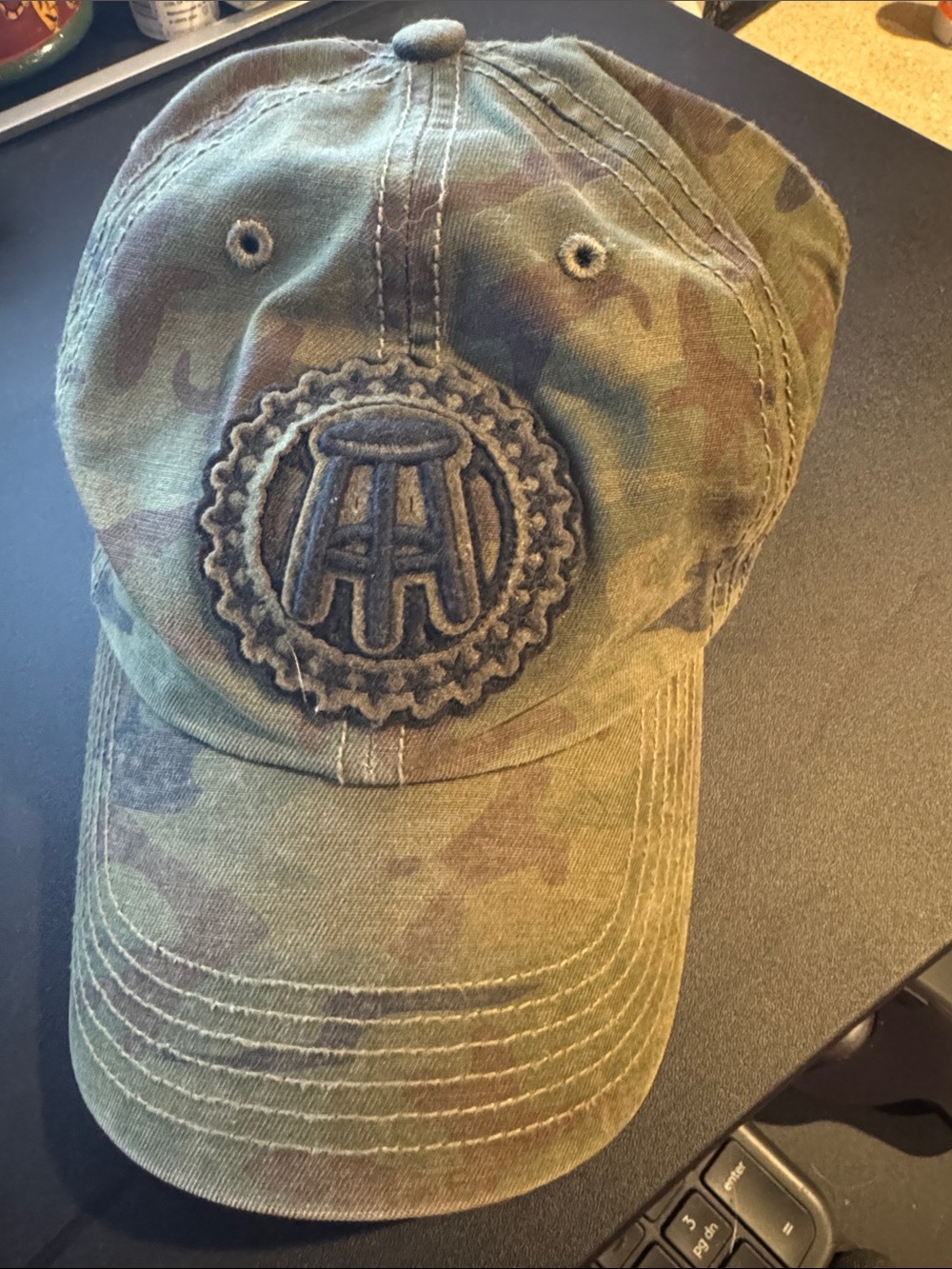 Barstool Sports 47 Brand Camouflage Baseball Cap with Flag logo.